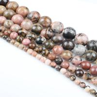 Perles rhodonites, rhodonite, Rond, poli, DIY, couleurs mélangées, Vendu par 39 cm brin