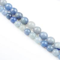Blå Speckle Stone Bead, Rund, polerad, DIY, blå, Såld Per 39 cm Strand