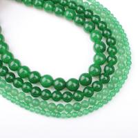Natural Green Agate Beads, Round, polished, DIY, green, Sold Per 39 cm Strand