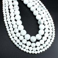 Howlite Beads, Round, polished, DIY, white, Sold Per 39 cm Strand