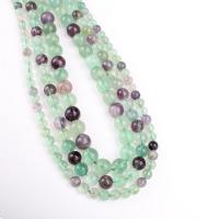 Perles de fluorite, La fluorite verte, Rond, poli, DIY, couleurs mélangées, Vendu par 39 cm brin