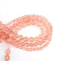 Quartz naturel bijoux perles, rouge de cerise, Rond, poli, DIY, rouge, Vendu par 39 cm brin