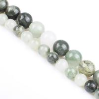 Grüner Grasstein Perle, rund, poliert, DIY, grün, verkauft per 39 cm Strang