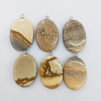 Picture Jasper Pendant with Zinc Alloy polished DIY mixed colors 10-50mm Sold By PC