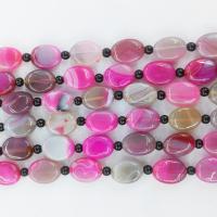 Natürliche Streifen Achat Perlen, flachoval, poliert, DIY, Rosa, 6x12x16mm, verkauft per 39 cm Strang