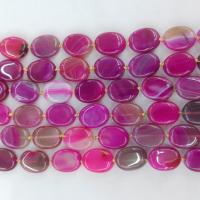 Perle Agate dentelle naturelle, agate lace, ovale plat, poli, DIY, camouflage rose pourpre, 6x15x20mm, Vendu par 39 cm brin