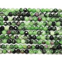 Ruby in Zoisite Beads, Round, polished, DIY & faceted, green, Sold Per 39 cm Strand