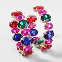Brinco de liga de zinco, joias de moda & para mulher & com strass de vidro, Mais cores pare escolha, 73x65mm, vendido por par