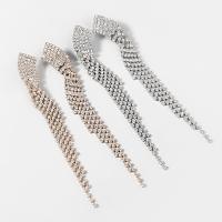 Fashion Fringe Boucles d'oreilles, alliage de zinc, bijoux de mode & pour femme & avec strass, plus de couleurs à choisir, 160x30mm, Vendu par paire