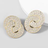 Rhinestone Earring Zinc Alloy fashion jewelry & for woman & with rhinestone golden Sold By Pair