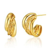 Brass Stud Earring, 18K gold plated, fashion jewelry & for woman, golden, 22x21mm, Sold By Pair