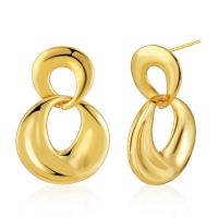 Boucles d'oreilles pendantes en laiton, Plaqué d'or 18K, bijoux de mode & pour femme, doré, 27x19mm, Vendu par paire