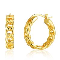 Laiton Anneau d'oreille, Plaqué d'or 18K, bijoux de mode & pour femme, doré, 21mm, Vendu par paire