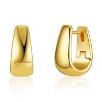 Kolczyki Huggie Hoop mosiądz, Pozłacane 18K złotem, biżuteria moda & dla kobiety, złoty, 17x13mm, sprzedane przez para