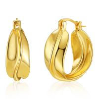 Laiton Anneau d'oreille, Plaqué or 18K, bijoux de mode & pour femme, doré, 25x22mm, Vendu par paire