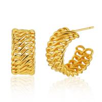 Brass Stud Earring, 18K gold plated, fashion jewelry & for woman, golden, 10x19mm, Sold By Pair