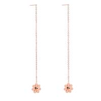Titanium Stål Drop Earring, Flower, forgyldt, mode smykker & for kvinde, rosa guld farve, 105mm, Solgt af par