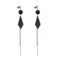 Titanium Steel Drop Earring plated fashion jewelry & for woman rose gold color 105mm Sold By Pair