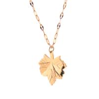Titanium Steel Necklace, Maple Leaf, 18K gold plated, fashion jewelry & for woman, more colors for choice, Length:17.72 Inch, Sold By PC