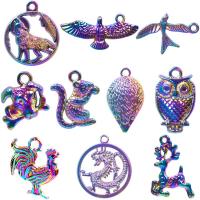 Tibetan Style Animal Pendants, colorful plated, fashion jewelry, multi-colored, 11-37mm, 10PCs/Bag, Sold By Bag