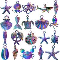 Tibetan Style Animal Pendants, colorful plated, fashion jewelry, multi-colored, 7-25mm, 20PCs/Bag, Sold By Bag