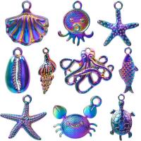 Tibetan Style Animal Pendants, colorful plated, fashion jewelry, multi-colored, 9-37mm, 10PCs/Bag, Sold By Bag