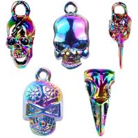 Zinc Alloy Skull Pendants colorful plated fashion jewelry & Halloween Jewelry Gift multi-colored 10-40mm Sold By Bag