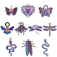 Tibetan Style Animal Pendants, colorful plated, fashion jewelry, multi-colored, 10-30mm, 10PCs/Bag, Sold By Bag