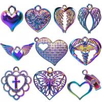 Tibetan Style Heart Pendants, colorful plated, fashion jewelry, multi-colored, 10-50mm, 10PCs/Bag, Sold By Bag