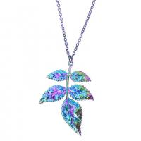Zinc Alloy Leaf Pendants colorful plated fashion jewelry multi-colored Length 50 cm Sold By PC