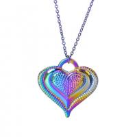 Pendentifs coeur en alliage de zinc, Placage coloré, bijoux de mode, multicolore, 33x33mm, Longueur 45 cm, Vendu par PC
