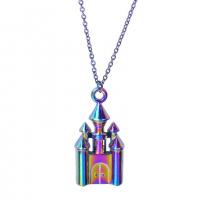 Κράμα ψευδάργυρου Μενταγιόν, πολύχρωμα επιχρυσωμένο, κοσμήματα μόδας, πολύχρωμα, 14x28mm, Μήκος 45 cm, Sold Με PC