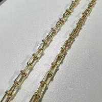 Messing Curb Chain, guldfarve belagt, 14.88x9.03x1.90mm, 5m/Lot, Solgt af Lot