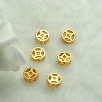 Brass Spacer Beads, Ancient Chinese Coin, 18K gold plated, DIY & different size for choice & hollow, nickel, lead & cadmium free, Sold By PC