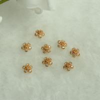 Brass Bead Cap Flower 14K gold plated DIY & micro pave cubic zirconia nickel lead & cadmium free Sold By PC
