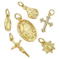 Μενταγιόν Brass Κοσμήματα, Ορείχαλκος, χρώμα επίχρυσο, διαφορετικά στυλ για την επιλογή, 10PCs/Παρτίδα, Sold Με Παρτίδα