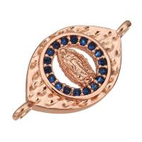 Cubic Zirconia Micro Pave Brass Connector rose gold color plated micro pave cubic zirconia Approx 1mm Sold By Lot