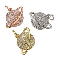 Cubic Zirconia Micro Pave Brass Pendant, plated, micro pave cubic zirconia, more colors for choice, 18x15x3mm, Hole:Approx 2mm, 10PCs/Lot, Sold By Lot
