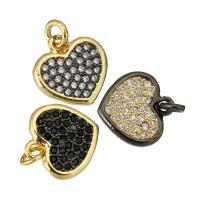 Cubic Zirconia Micro Pave Brass Pendant, Heart, plated, micro pave cubic zirconia, more colors for choice, 13x13x2mm, Hole:Approx 2mm, 10PCs/Lot, Sold By Lot