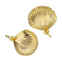 Bijoux pendentifs en laiton, coquille, Placage de couleur d'or, 15x16x3mm, Trou:Environ 2mm, 10PC/lot, Vendu par lot