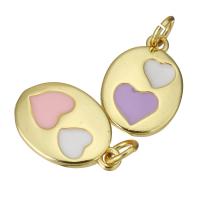 Brass Jewelry Pendants, gold color plated, enamel, more colors for choice, 10x15x2mm, Hole:Approx 2mm, 10PCs/Lot, Sold By Lot