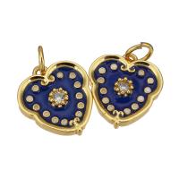 Brass Jewelry Pendants, gold color plated, enamel, 13x14x3mm, Hole:Approx 3mm, 10PCs/Lot, Sold By Lot