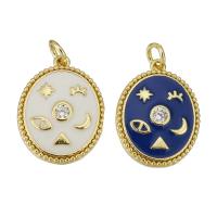 Rhinestone Brass Pendants gold color plated enamel & with rhinestone Approx 2mm Sold By Lot