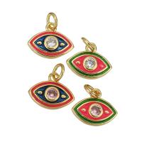 Rhinestone Brass Pendants Eye gold color plated enamel & with rhinestone Approx 2mm Sold By Lot