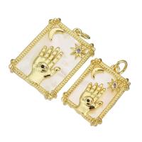 Bijoux pendentifs en laiton, avec coquille, Placage de couleur d'or, normes différentes pour le choix, 17x24x4mm, Trou:Environ 3mm, 10PC/lot, Vendu par lot