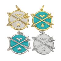 Cubic Zirconia Micro Pave Brass Pendant, plated, enamel, more colors for choice, 21x21x2mm, Hole:Approx 2mm, 10PCs/Lot, Sold By Lot