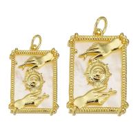 Bijoux pendentifs en laiton, avec coquille, Placage de couleur d'or, normes différentes pour le choix, 17x24x4mm, Trou:Environ 3mm, 10PC/lot, Vendu par lot