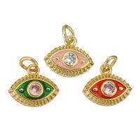 Cubic Zirconia Micro Pave Brass Pendant, Eye, gold color plated, enamel & with rhinestone, more colors for choice, 11x10x3mm, Hole:Approx 2mm, 10PCs/Lot, Sold By Lot
