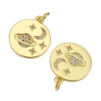 Cubic Zirconia Micro Pave Brass Pendant, gold color plated, micro pave cubic zirconia, 15x17x2mm, Hole:Approx 2mm, 10PCs/Lot, Sold By Lot
