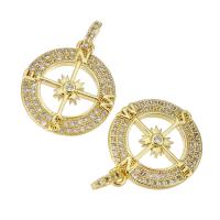 Cubic Zirconia Micro Pave Brass Pendant, gold color plated, micro pave cubic zirconia & hollow, 17x20x3mm, Hole:Approx 2mm, 10PCs/Lot, Sold By Lot